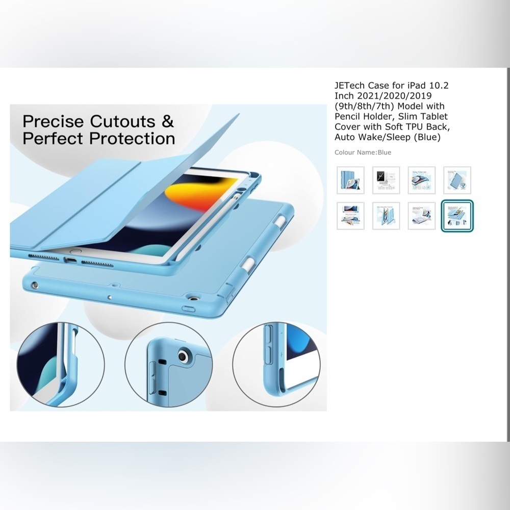 JETech Case iPad 10.2 Inch 2021/2020/2019 (9th/8th/7th) Model. Blue New in box